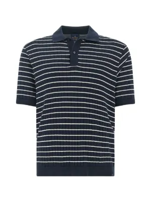 Missoni Cotton Knit Polo Shirt With Chevron Pattern | Blue | FARFETCH