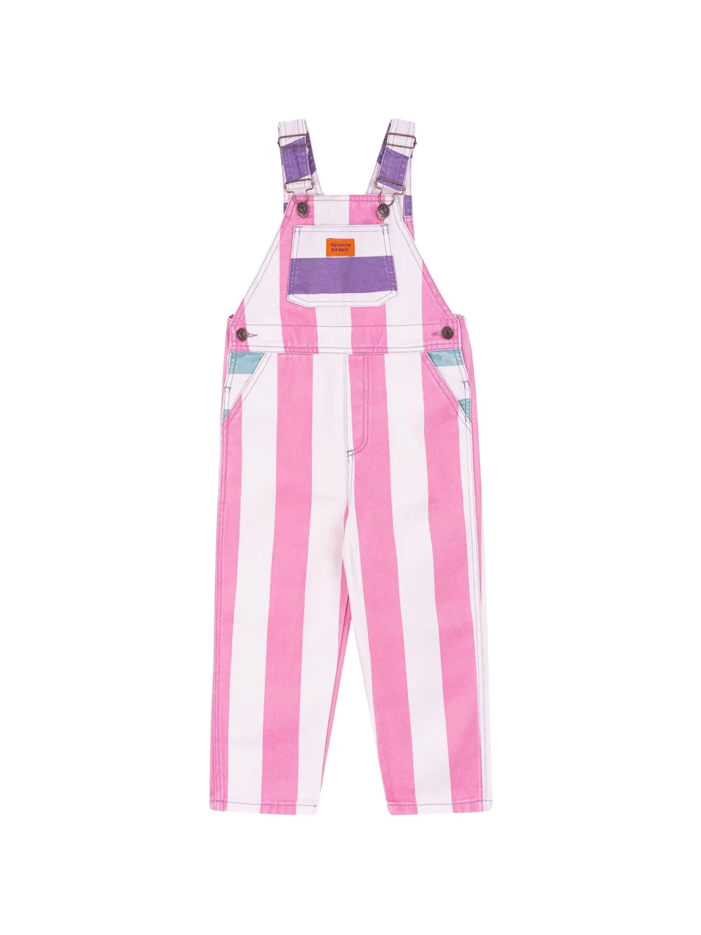 Favorite People Amore striped pocket overalls - Pink
