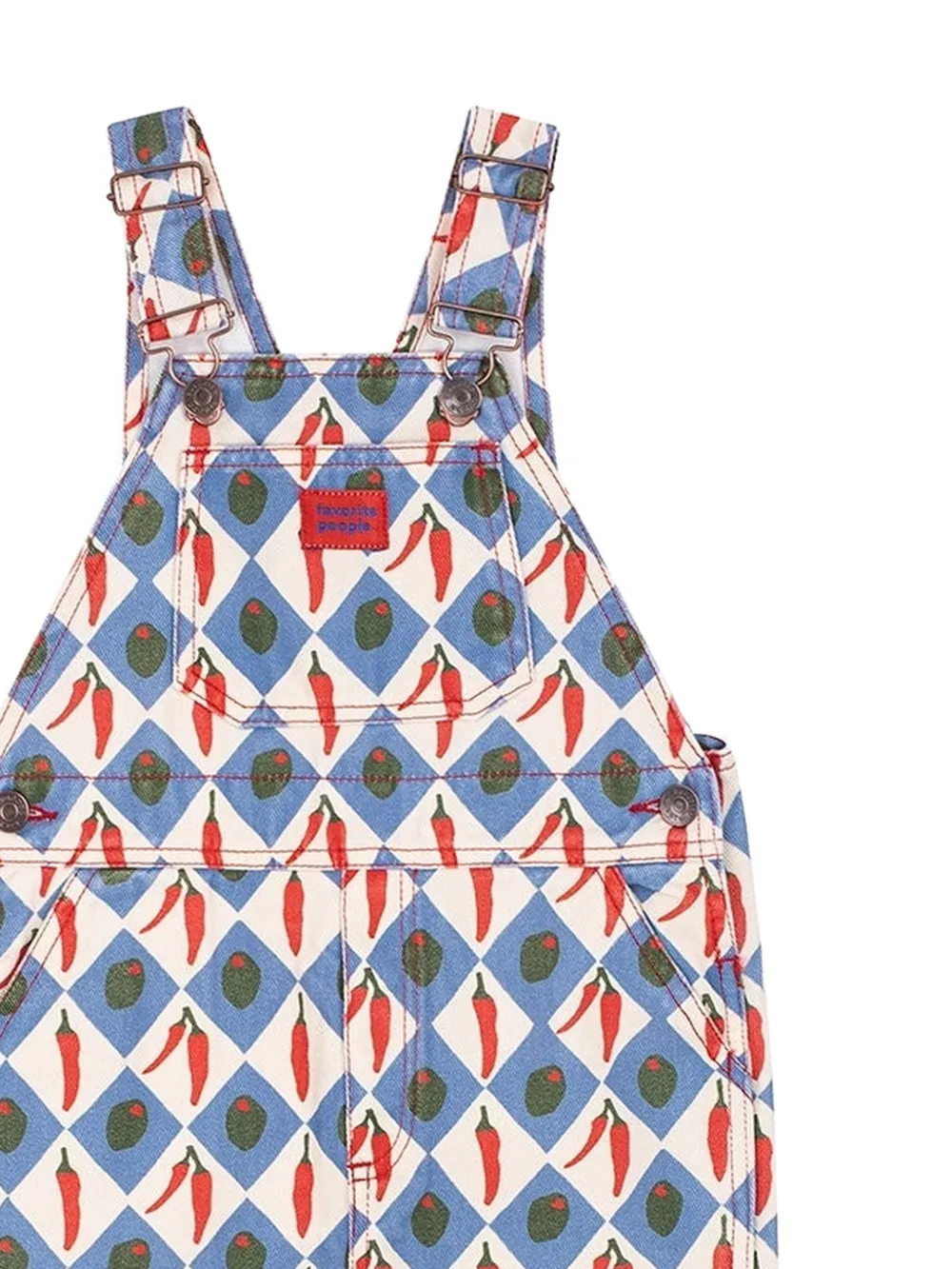 Favorite People Oliva tuinbroek met print Blauw