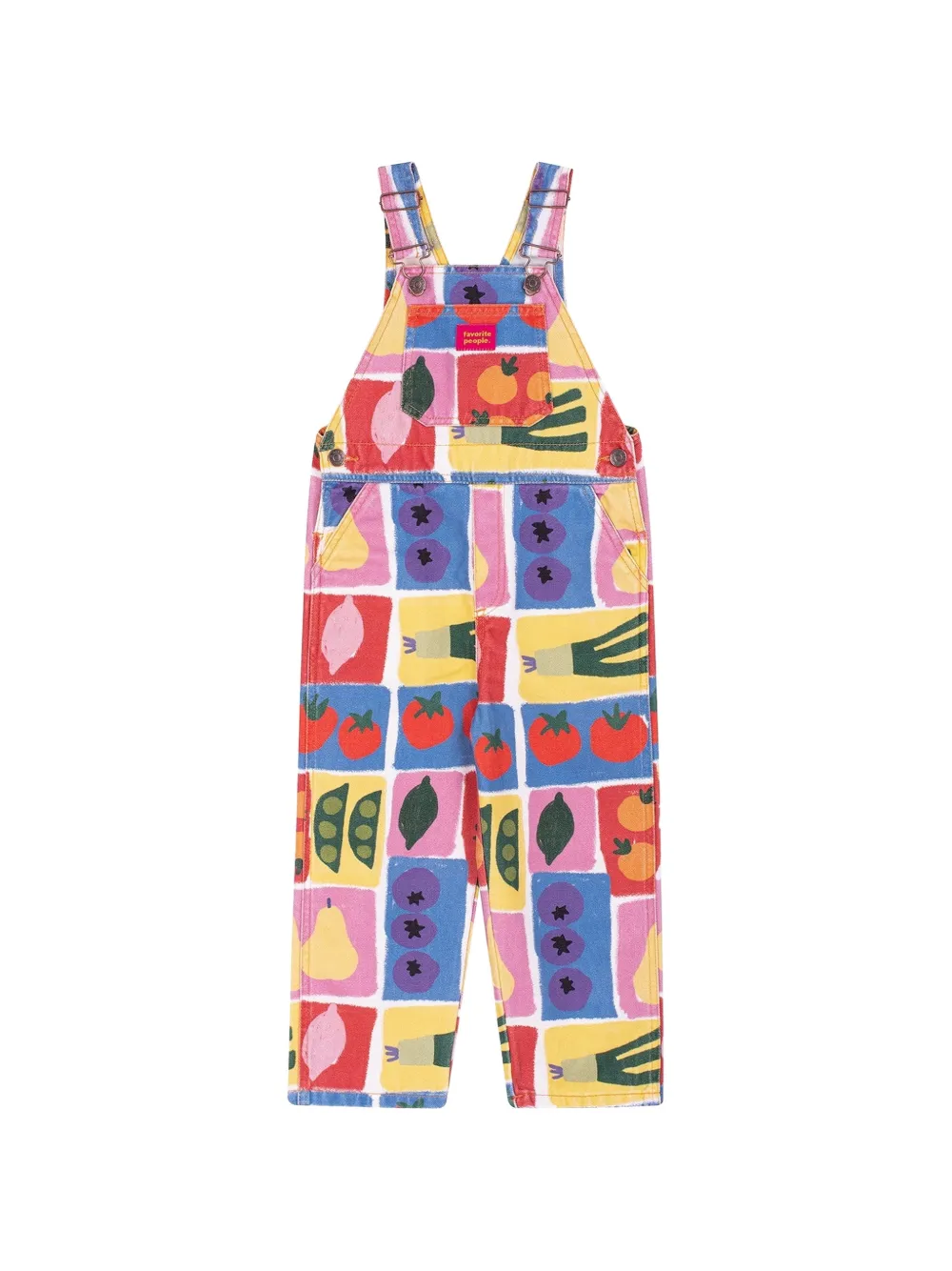 Favorite People Trattoria multicolour fruit vegetable print overalls - Blue