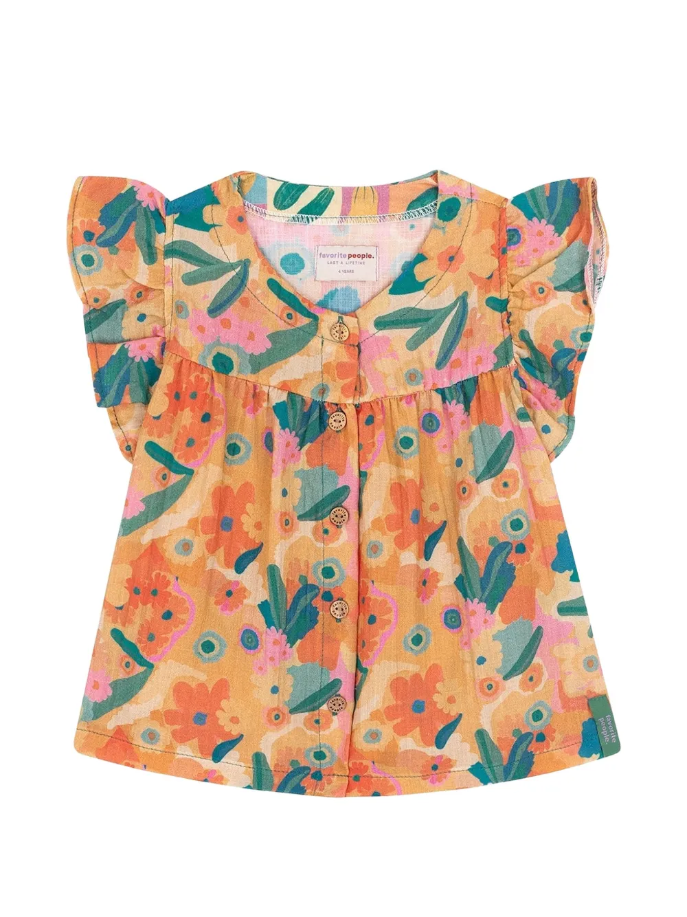Favorite People Blusa Toscana a fiori - Arancione