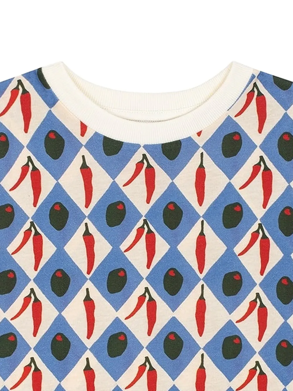 Favorite People Oliva T-shirt met vierkant patroon Blauw
