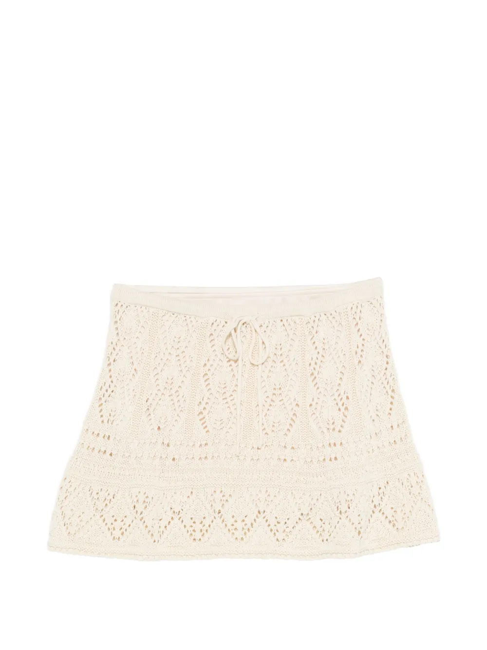 Aniye By Pointelle-knit Drawstring Mini Skirt In Neutral