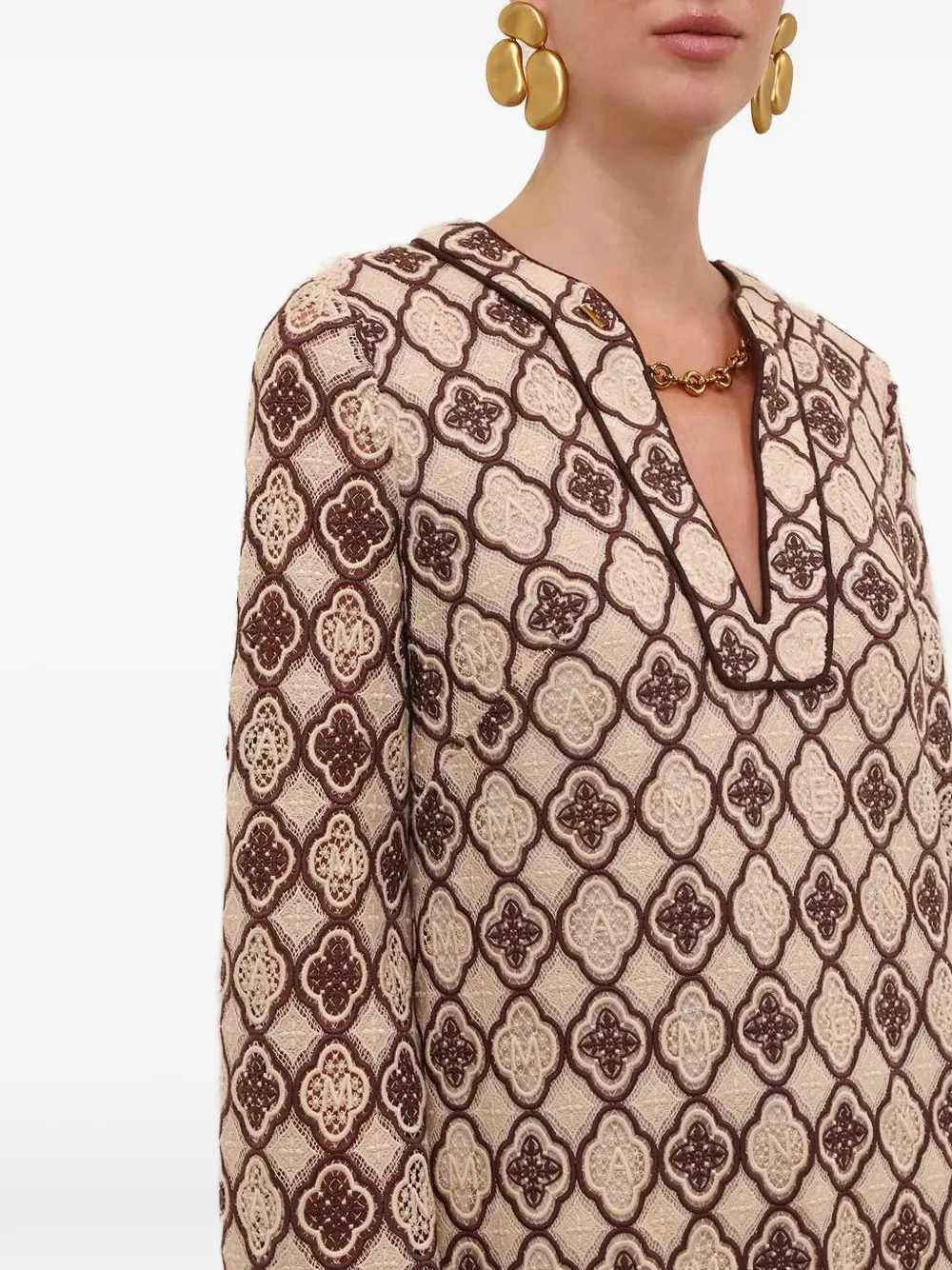 ZIMMERMANN Midi-jurk met geborduurde ketting Beige
