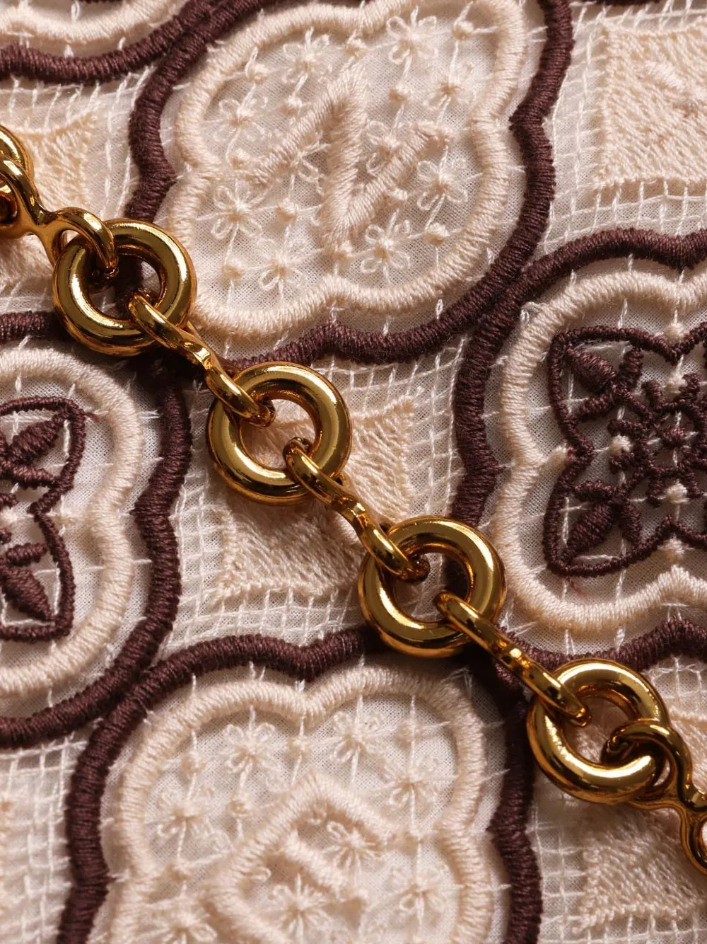 ZIMMERMANN Midi-jurk met geborduurde ketting Beige