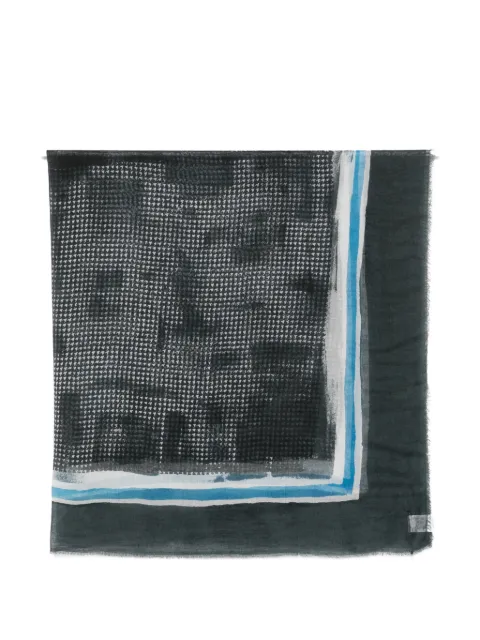 Faliero Sarti houndstooth-pattern frayed scarf