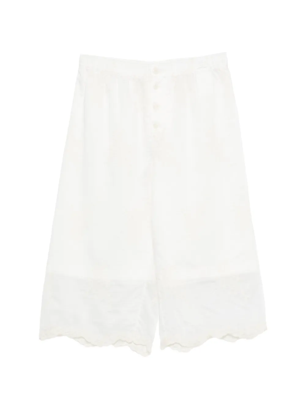 OUR LEGACY Frill buttoned floral shorts - Bianco