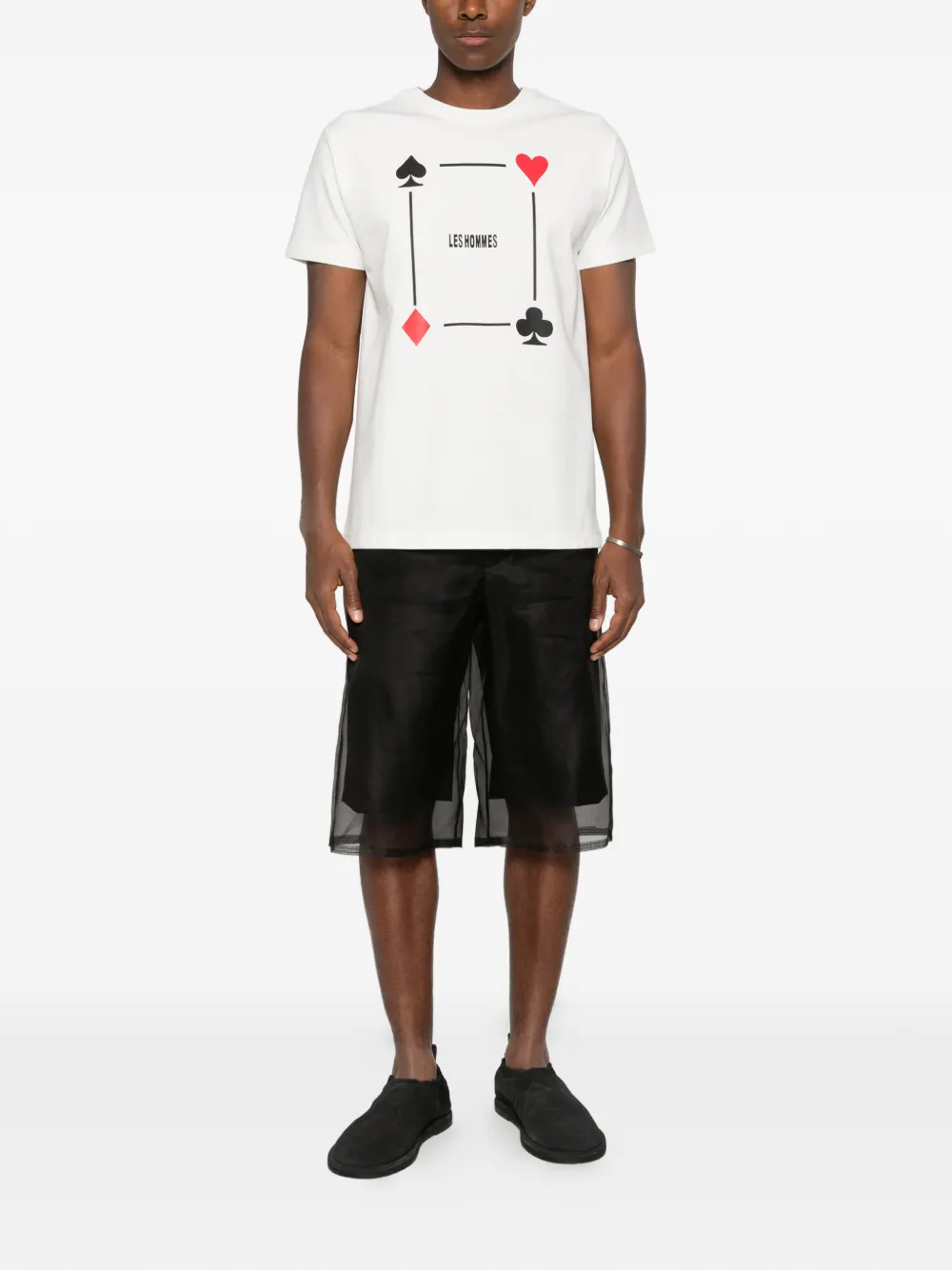 LES HOMMES T-shirt met print Wit