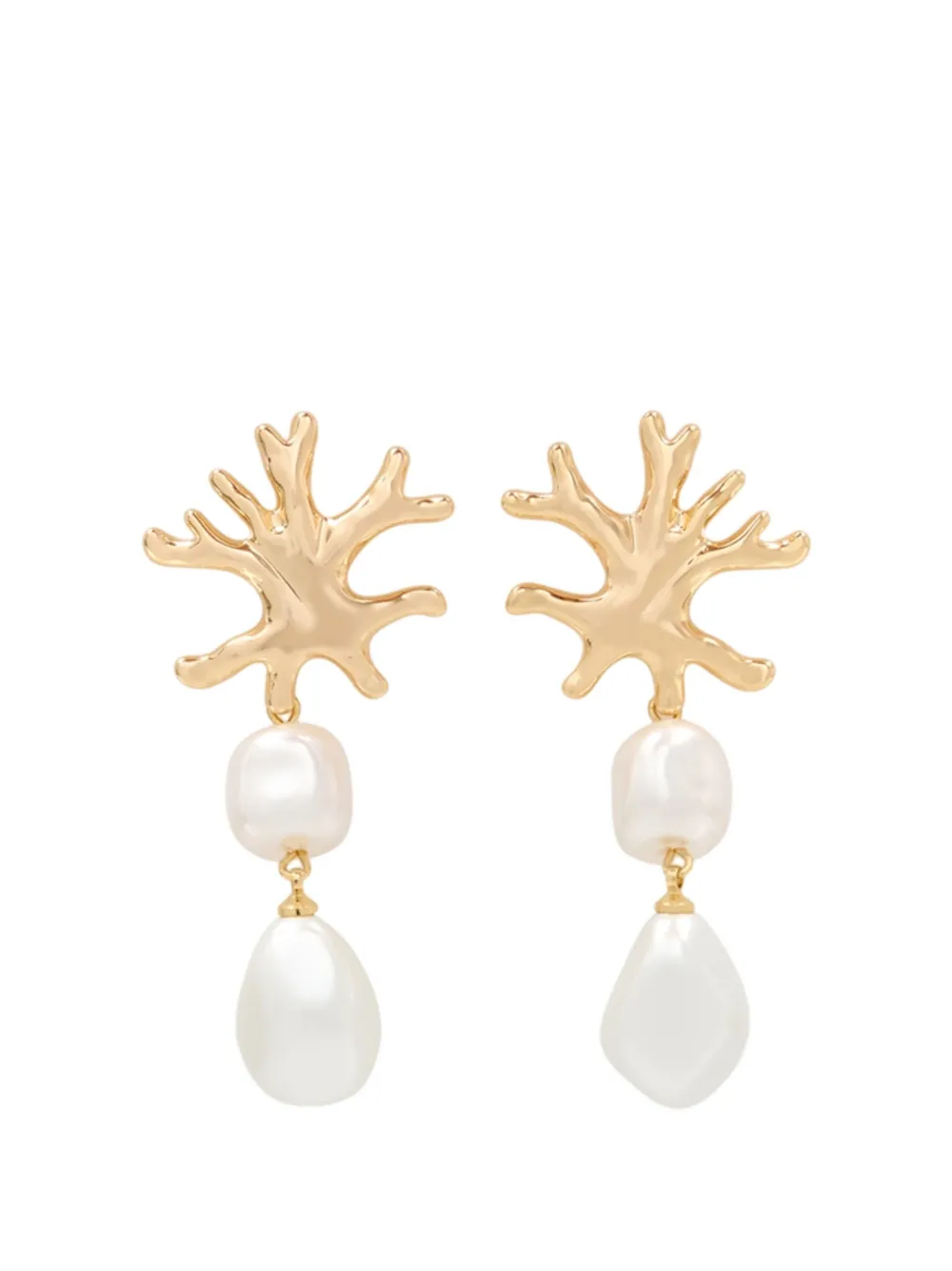 Self-Portrait coral pearl earrings - Oro