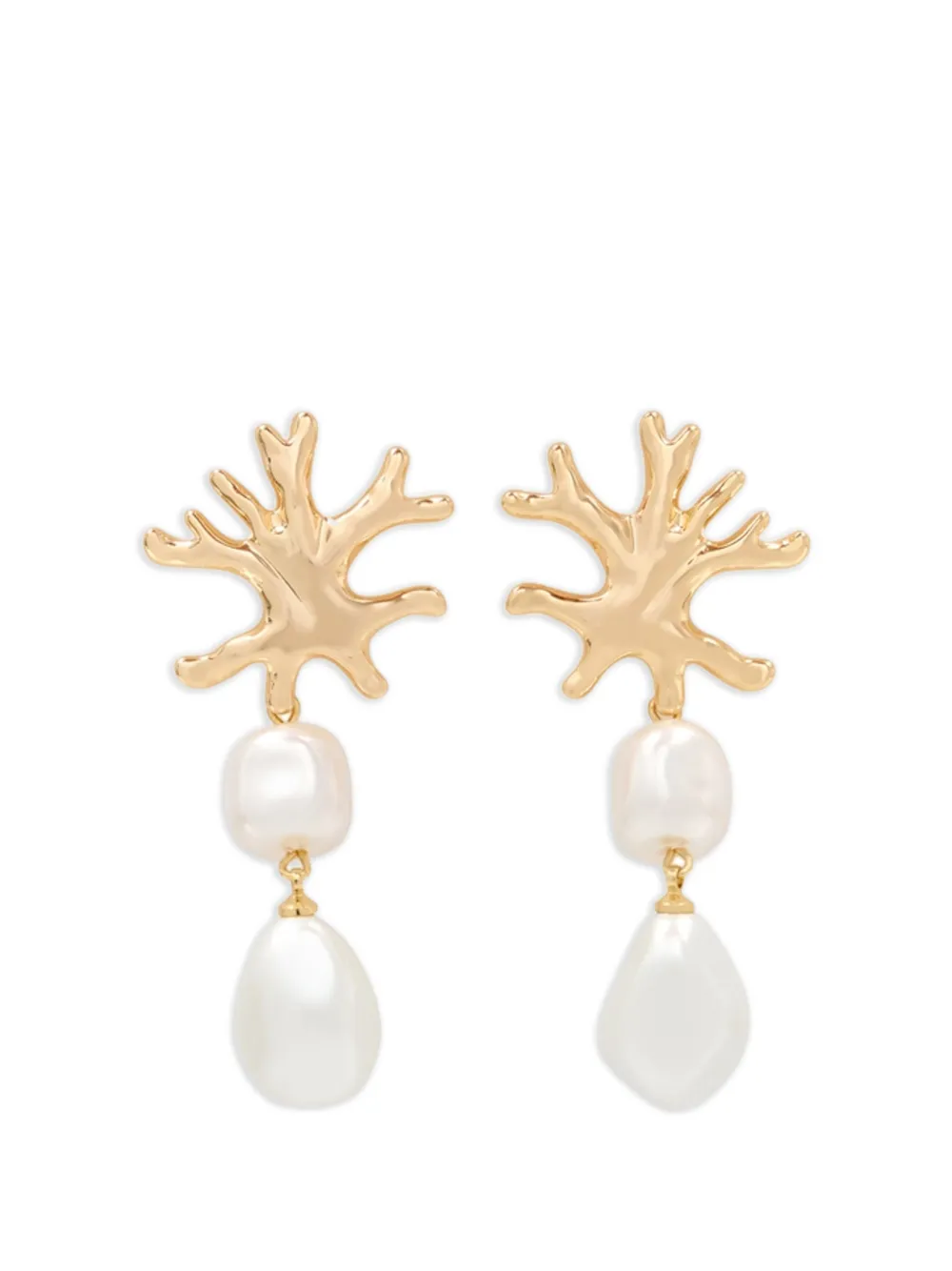 Self-Portrait coral pearl earrings - Oro
