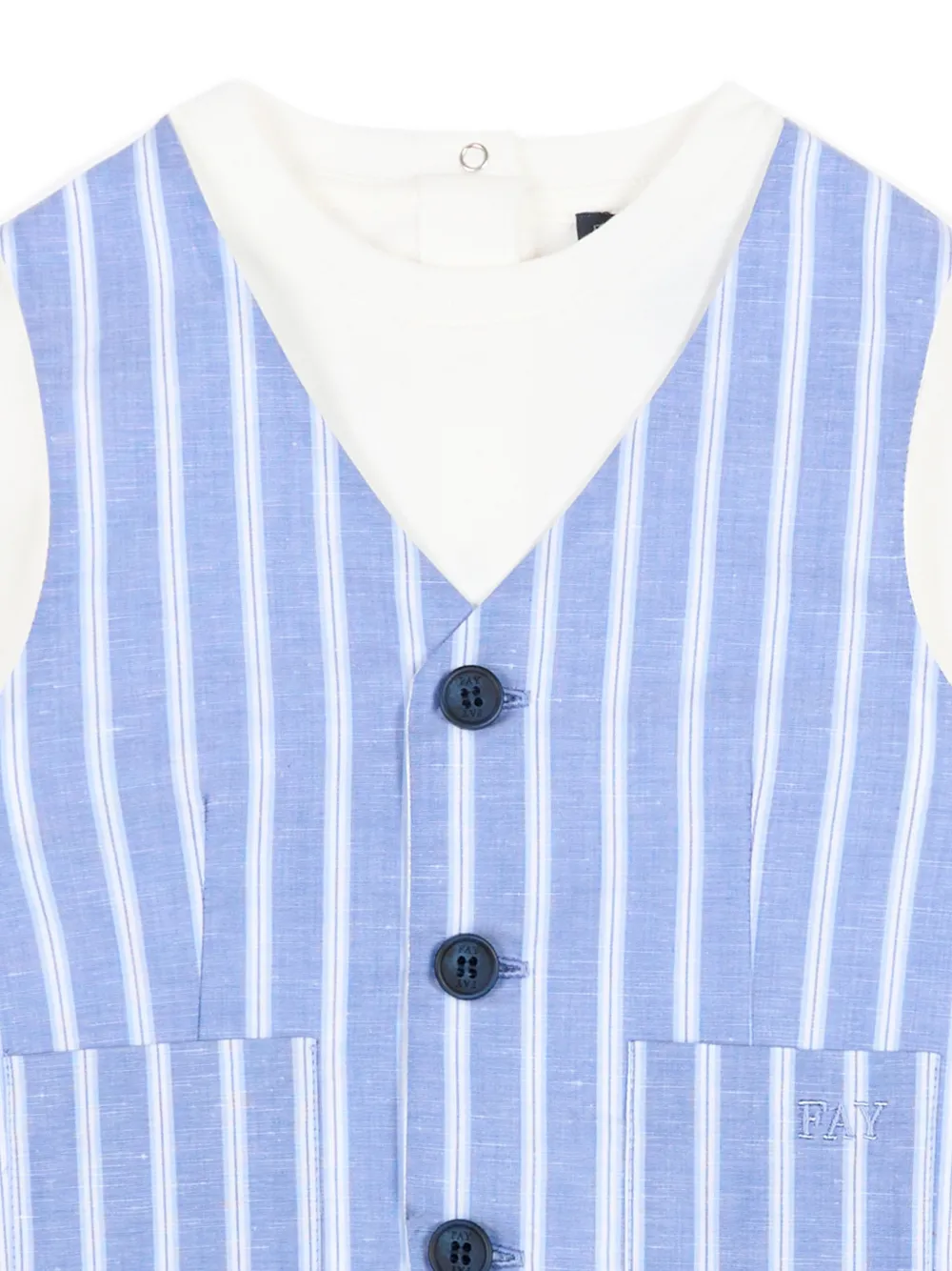  Fay Kids Striped Pocket T-shirt - White 