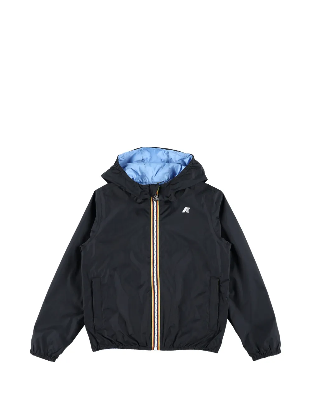 K Way Kids logo-print reversible hooded jacket - Nero