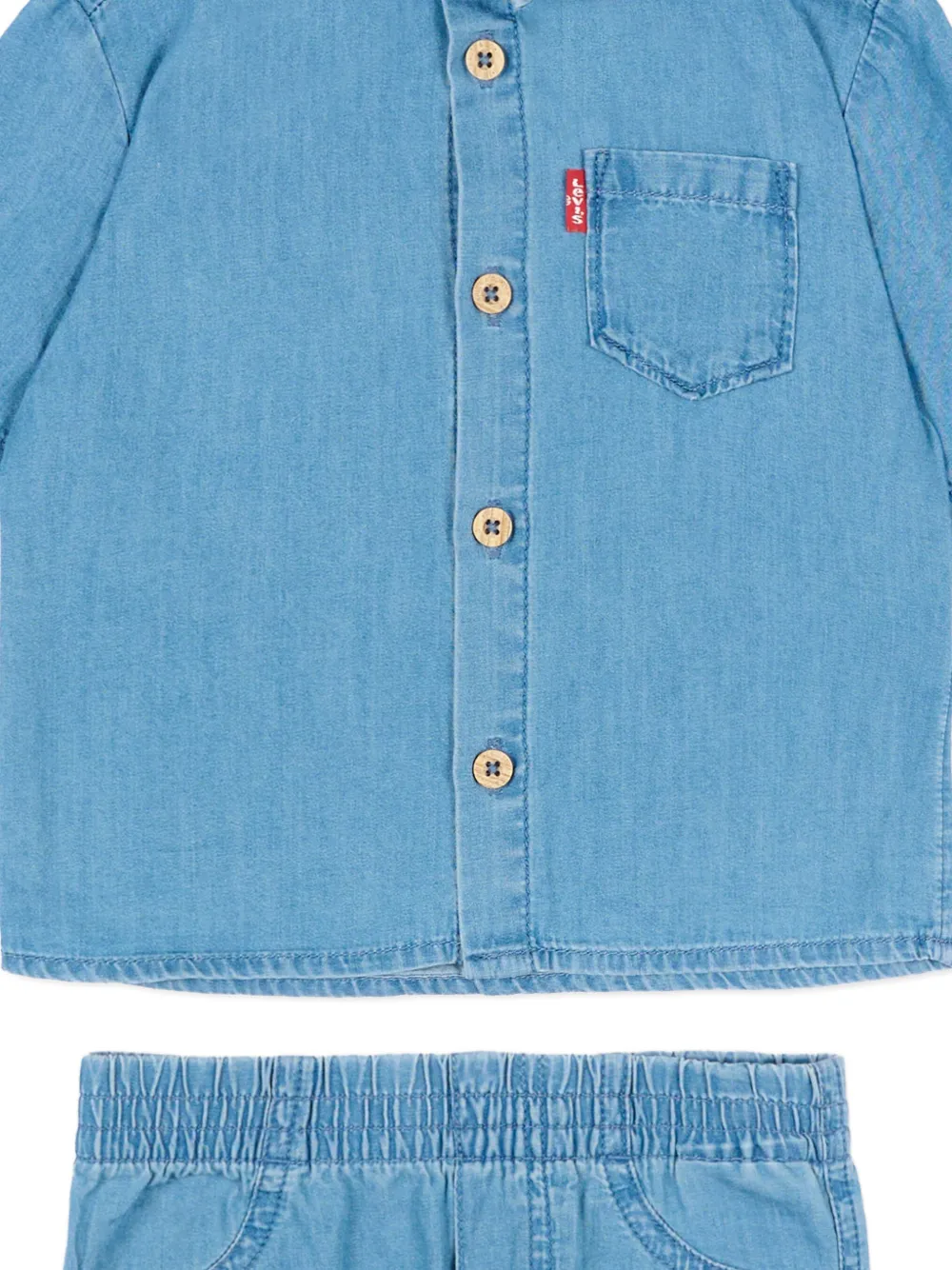  Levi's Kids Button Shirt And Shorts Set - Blue 