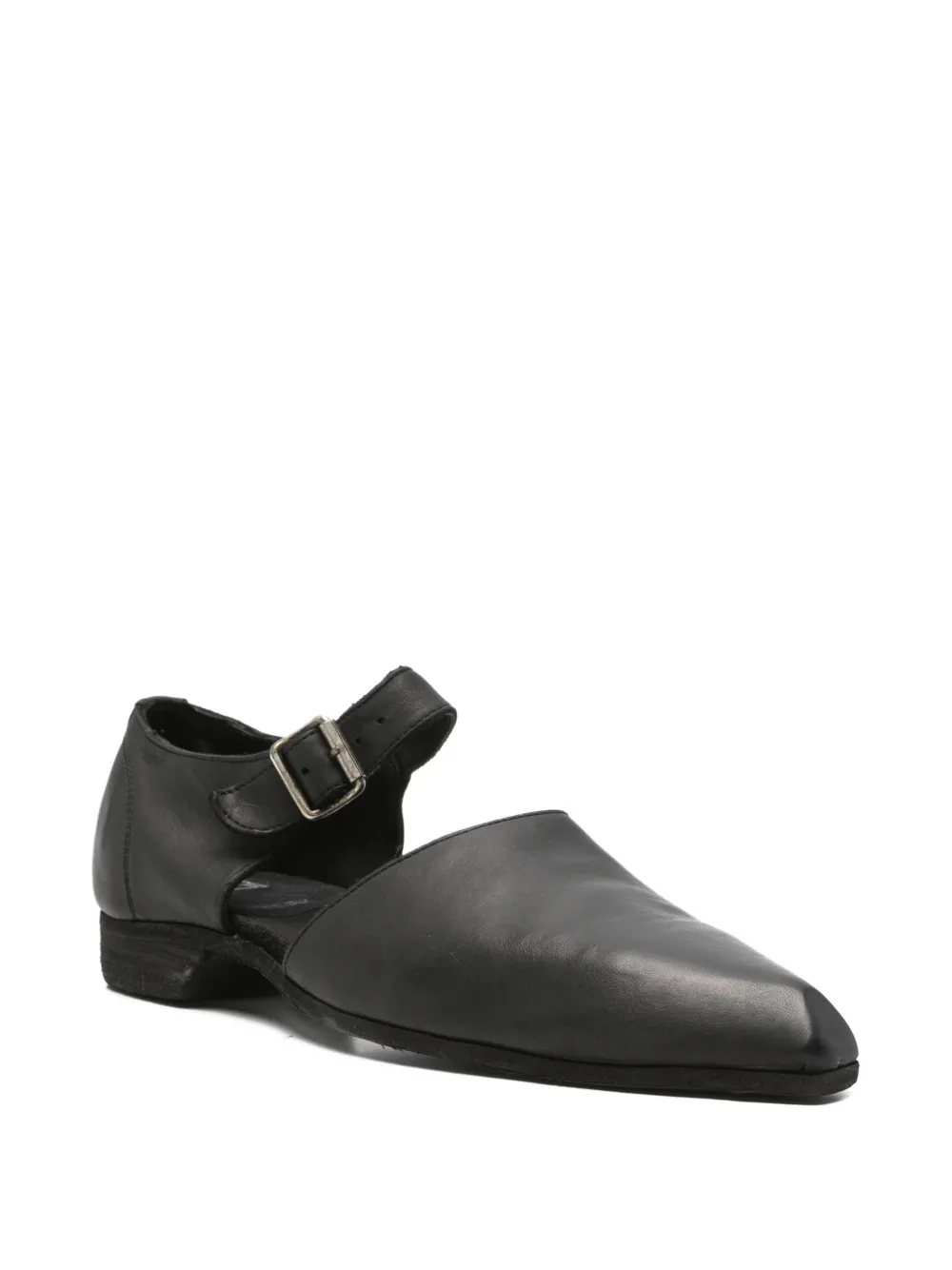 Guidi buckle-strap cut-out ballet flat Zwart