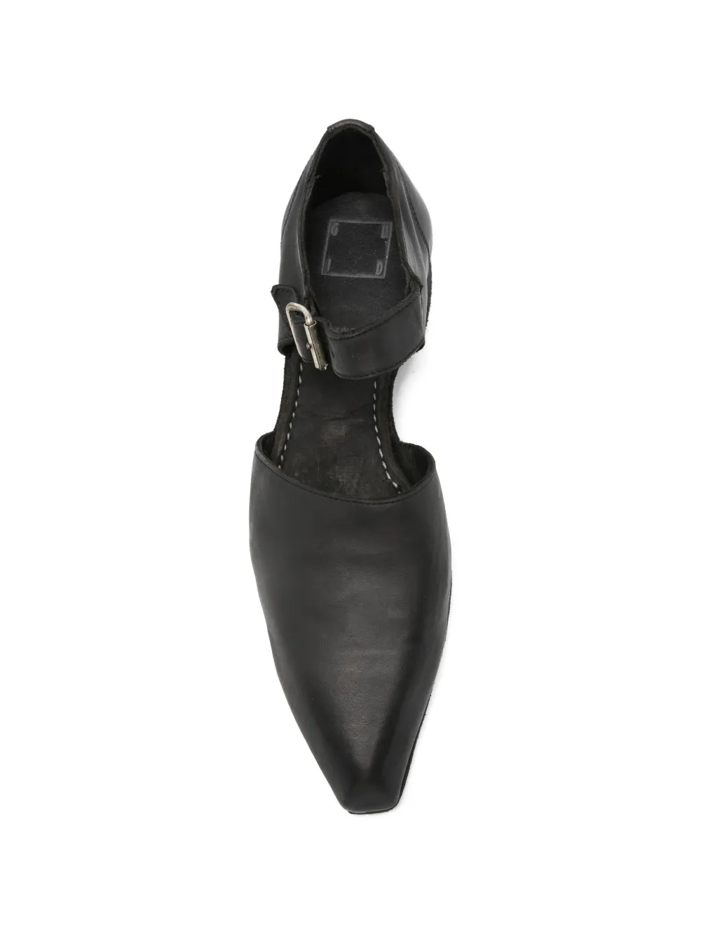 Guidi buckle-strap cut-out ballet flat Zwart