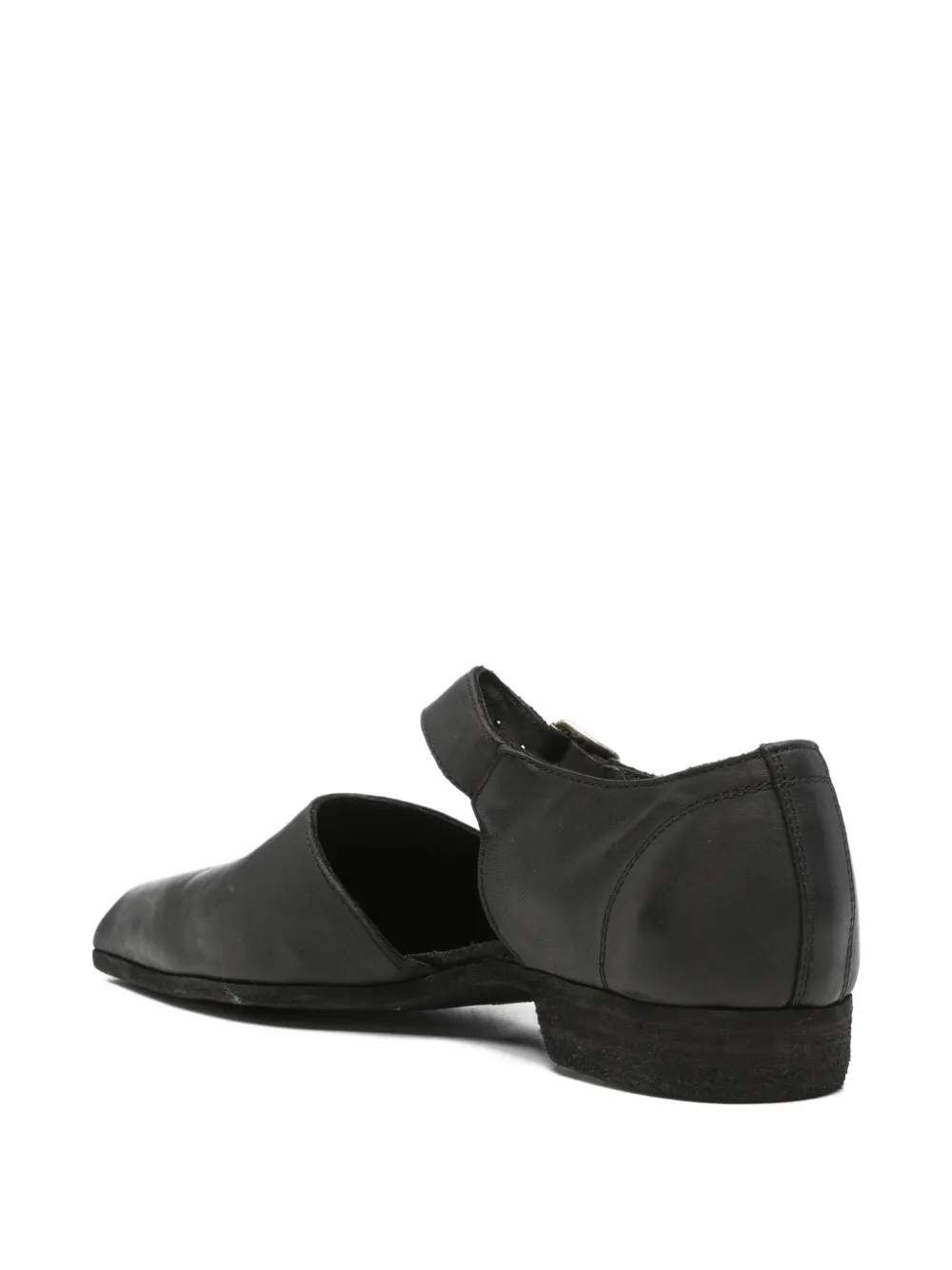 Guidi buckle-strap cut-out ballet flat Zwart