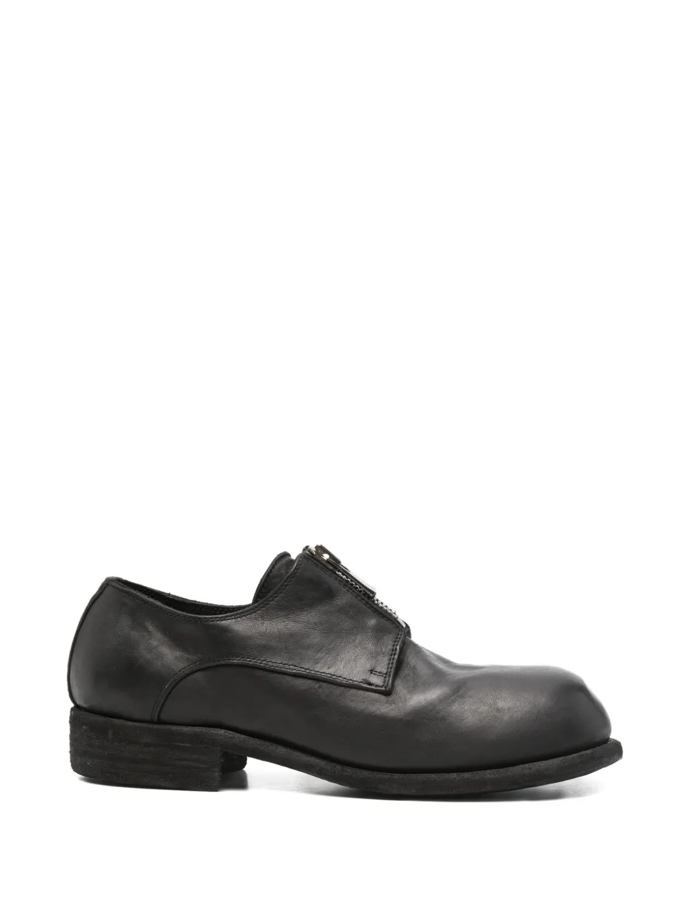 Guidi Zip Derby Shoes In Black