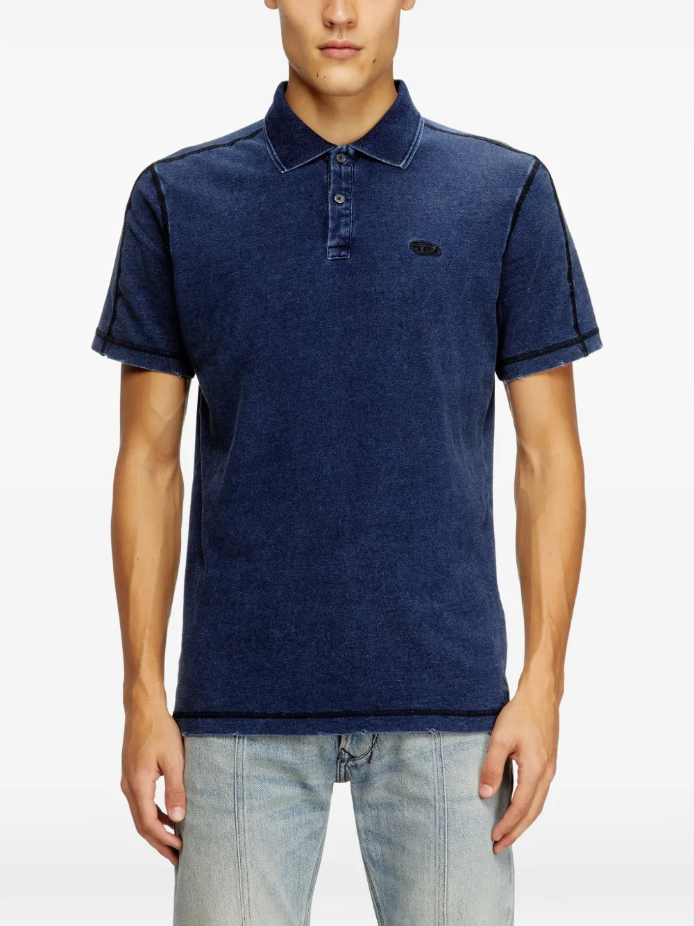 Diesel Poloshirt met stiksel Blauw