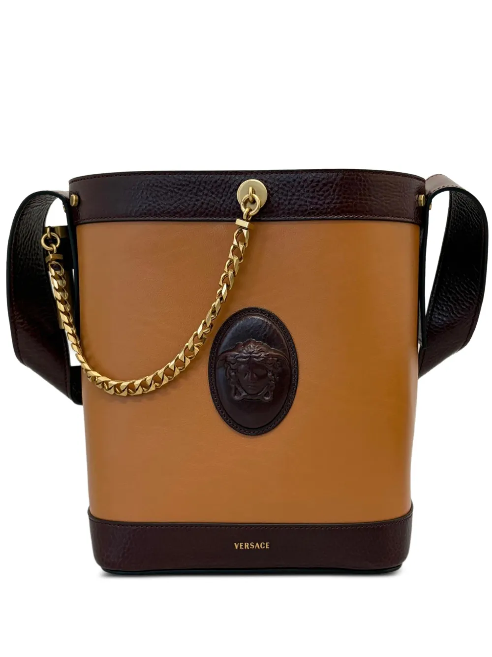 Versace small Medusa chain bucket bag - Nude