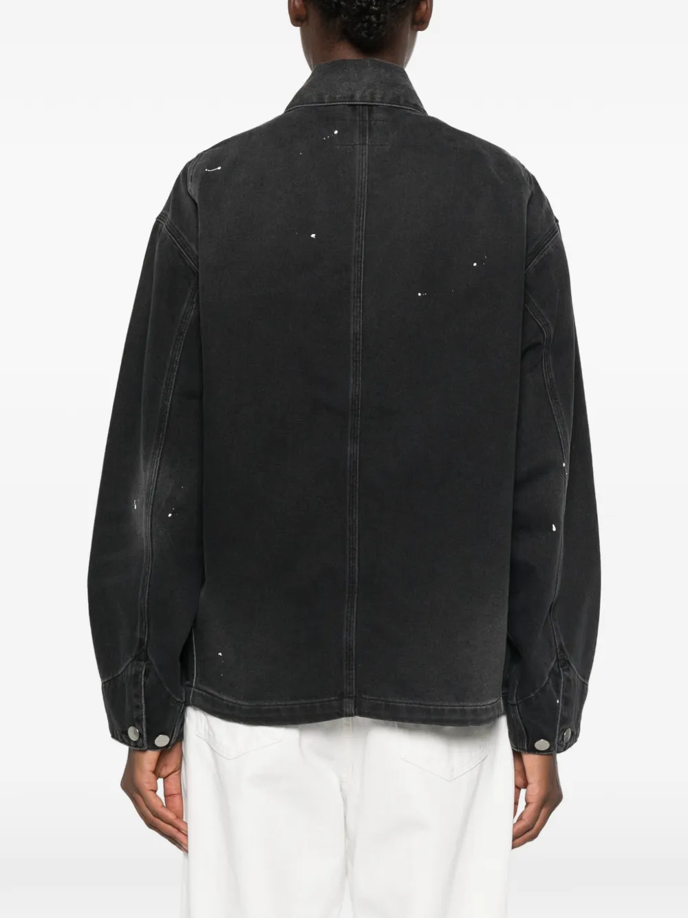 Carhartt WIP Michigan denim jack met verfspatten Zwart