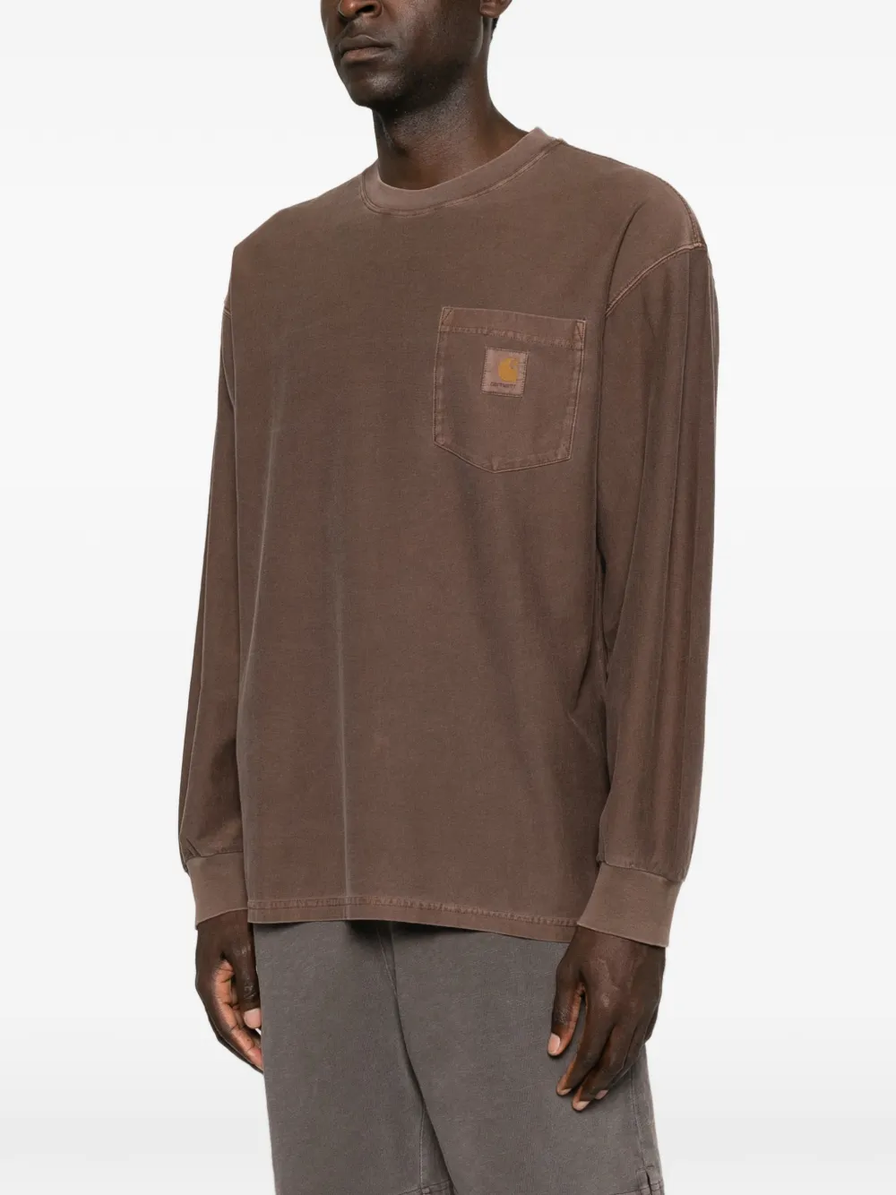 Carhartt WIP T-shirt met logopatch Bruin