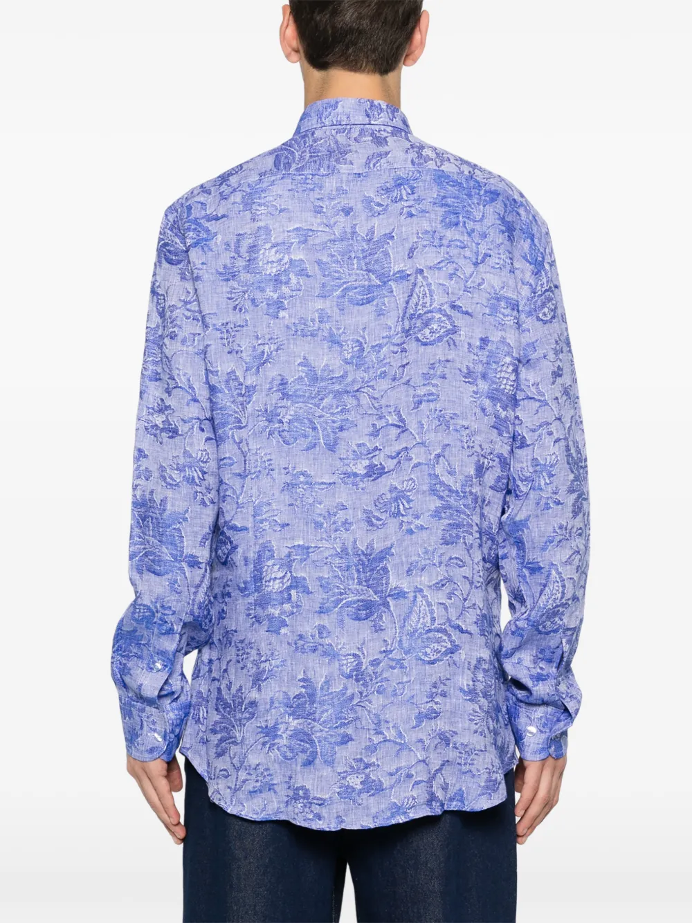 ETRO Blouse met bloemenprint en slub textuur Blauw