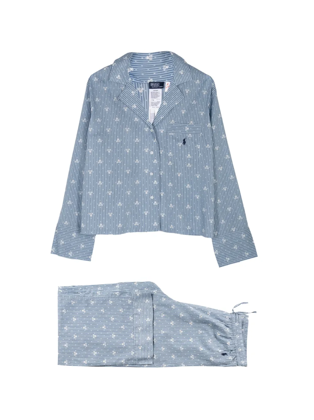 Polo Ralph Lauren Gestreifter Pyjama mit Blumen - Blau