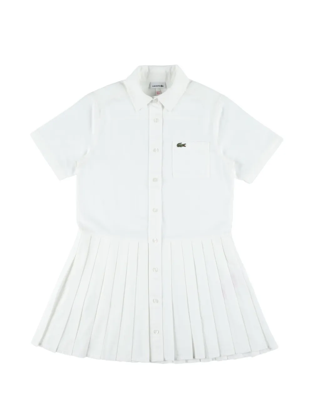 Lacoste Kids pleated short-sleeve dress - Bianco
