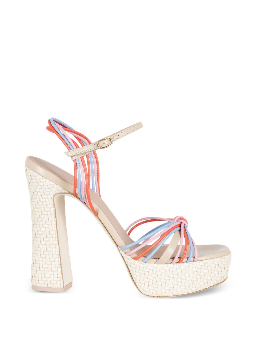 Malone Souliers Lucille leren sandalen met plateauzool en bandjes Beige