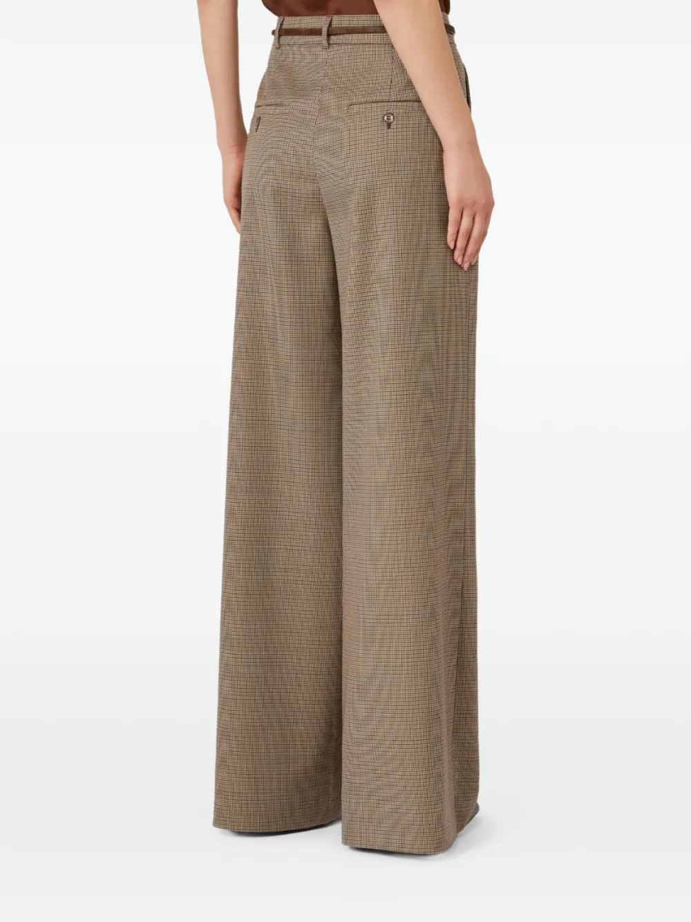  Max Mara Checked Belted Tailored Trousers - Brown 