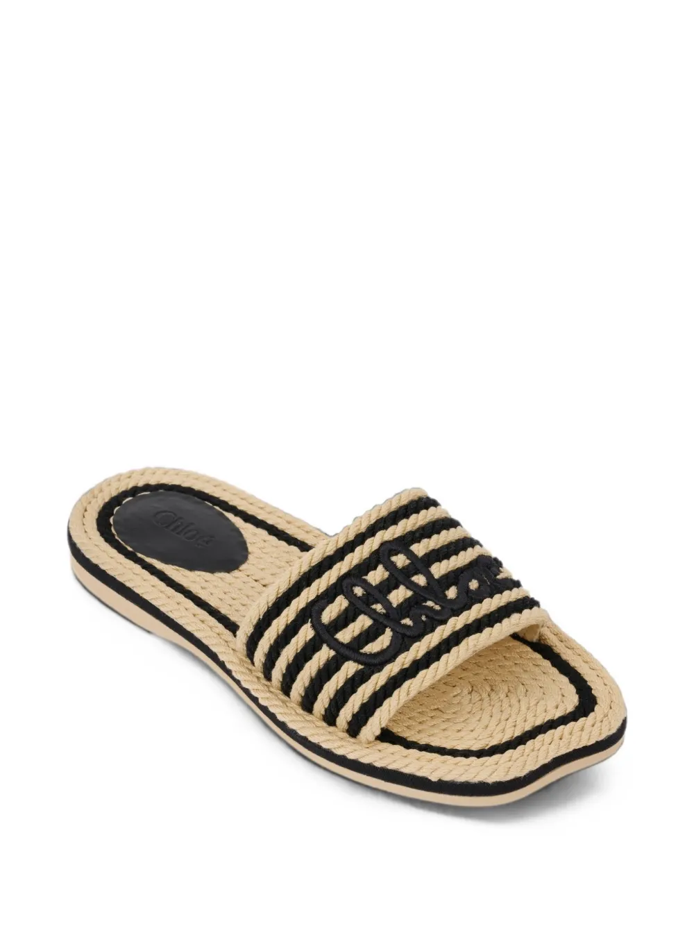 Chloé Gestreepte sandalen met geborduurd logo Zwart