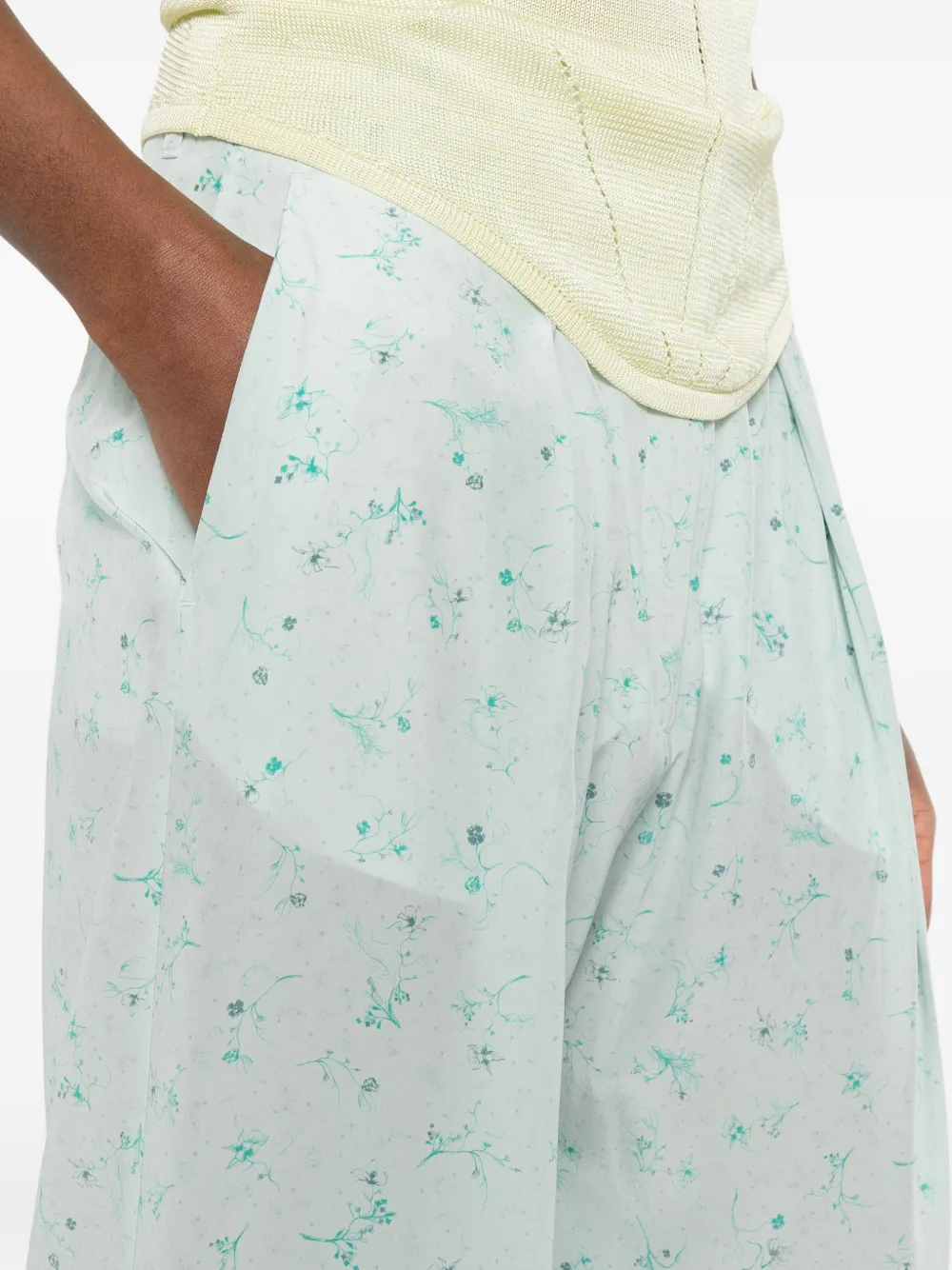 Victoria Beckham Palazzo broek met bloemen Groen