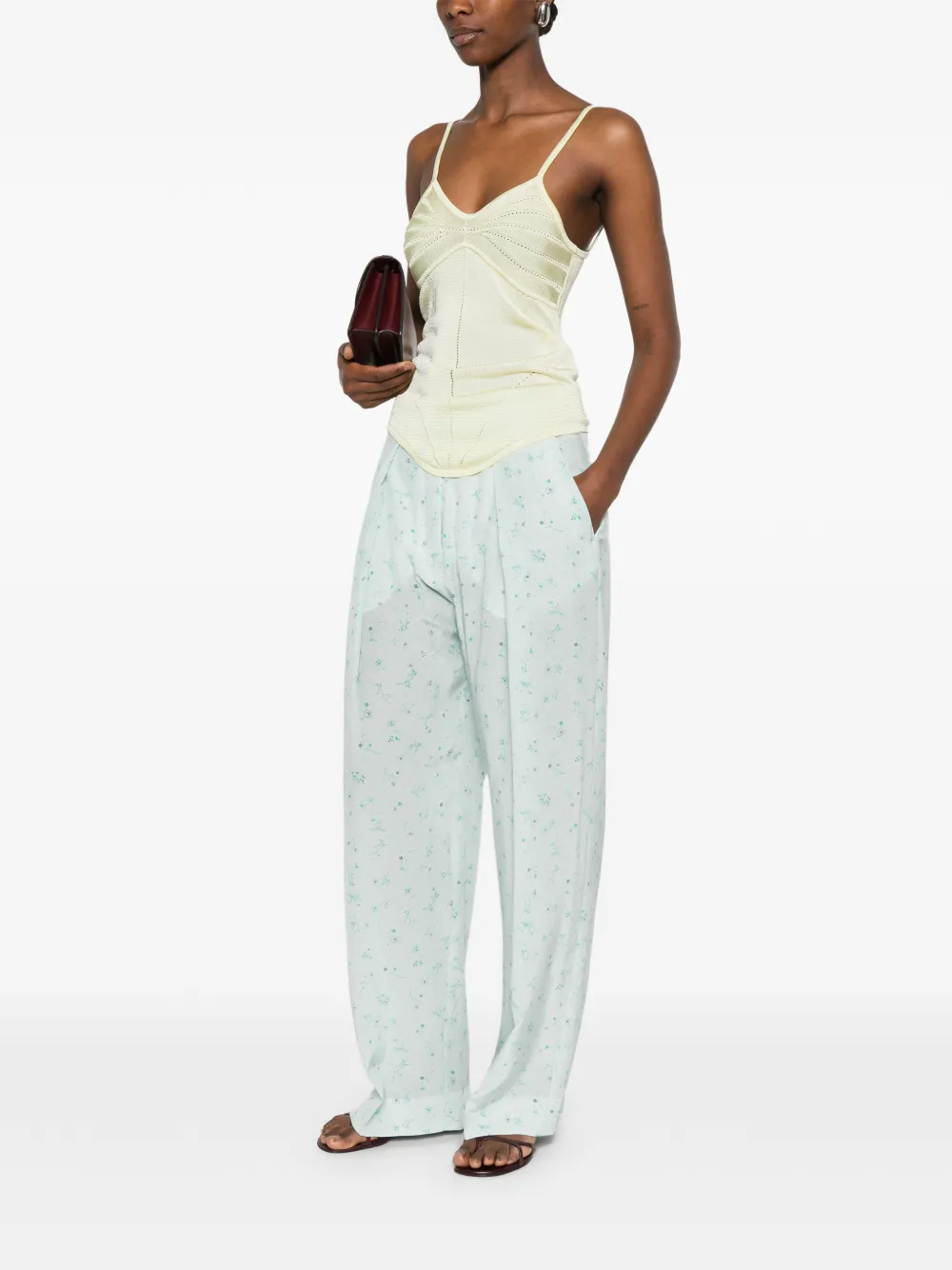 Victoria Beckham Floral Palazzo Pants | Green | FARFETCH