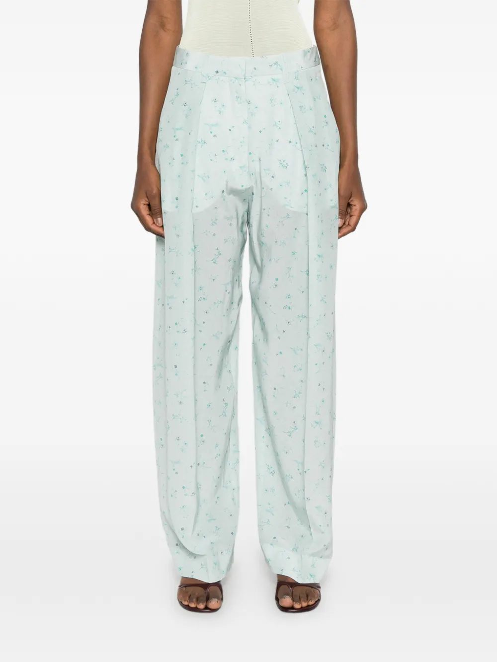 Victoria Beckham Palazzo broek met bloemen Groen