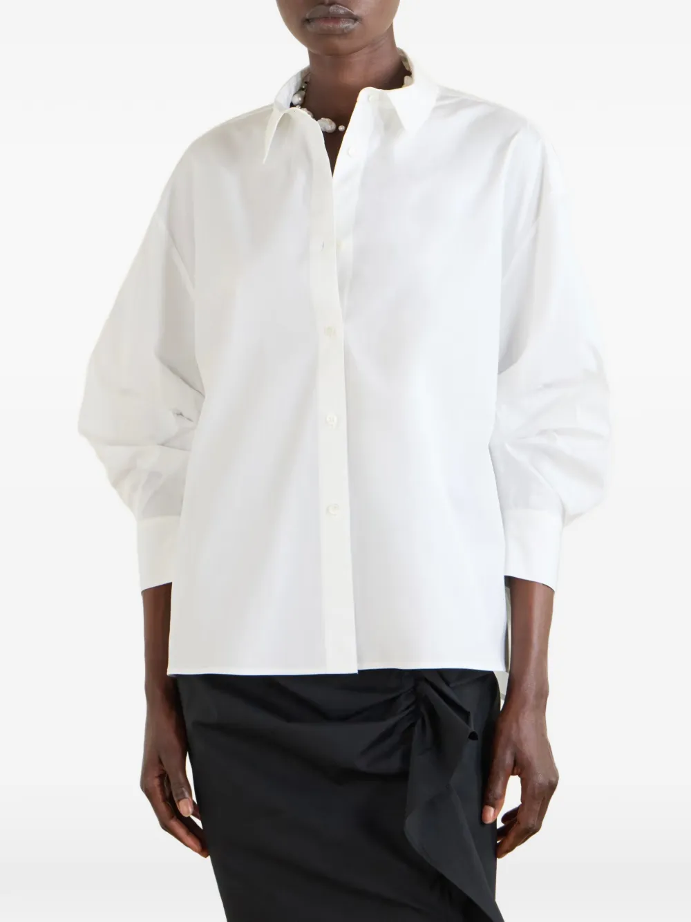 Carolina Herrera Blouse met ballonmouwen en geplooide achterkant Wit