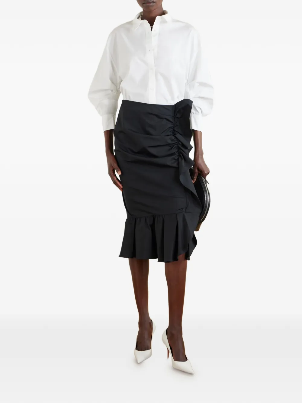 Carolina Herrera Blouse met ballonmouwen en geplooide achterkant Wit