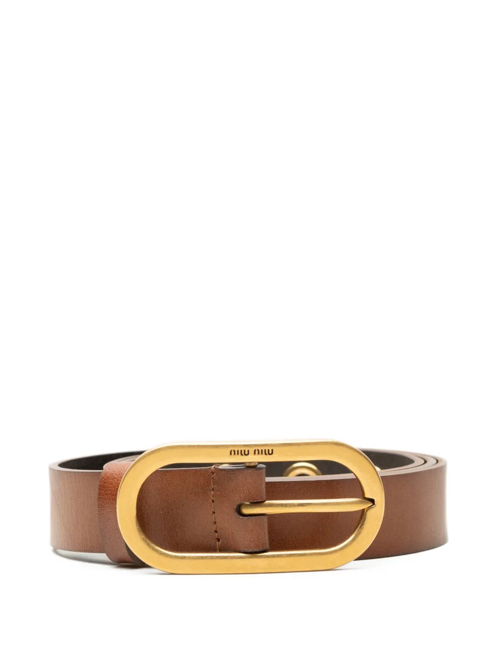 Miu Miu oval-buckle leather belt - Brown