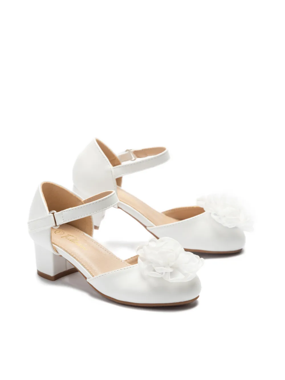 Tulleen flower-detail pumps - White
