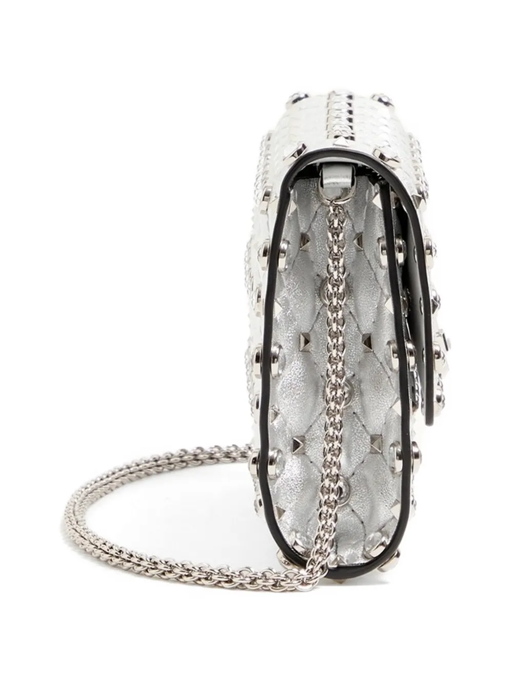 Valentino Garavani Rockstud schoudertas van gelamineerd nappaleer Zilver