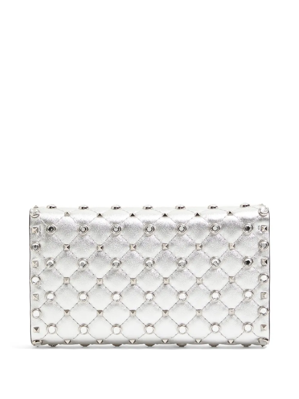 Valentino Garavani Rockstud schoudertas van gelamineerd nappaleer Zilver