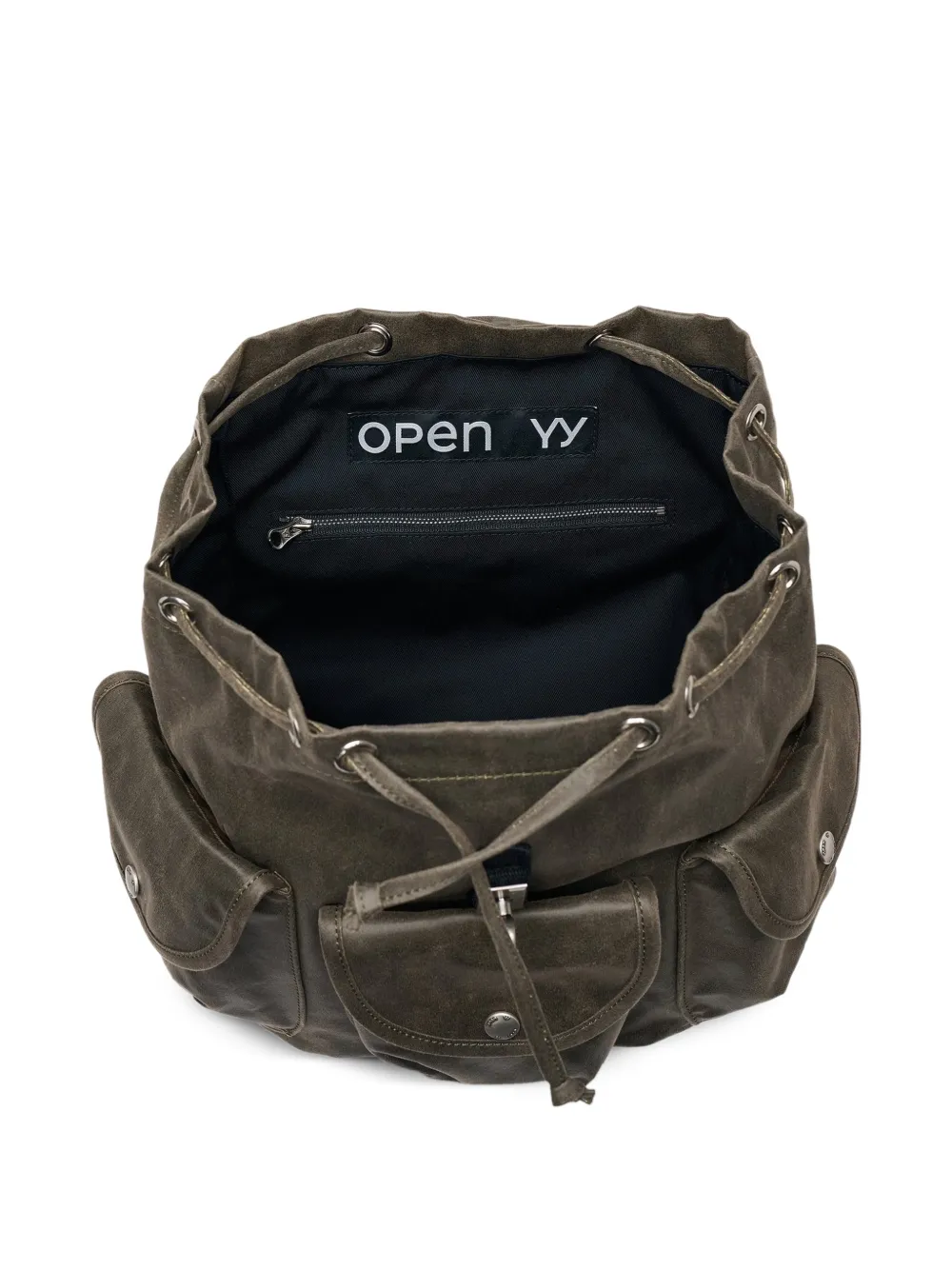  Open Yy Flap-pocket Backpack - Brown 
