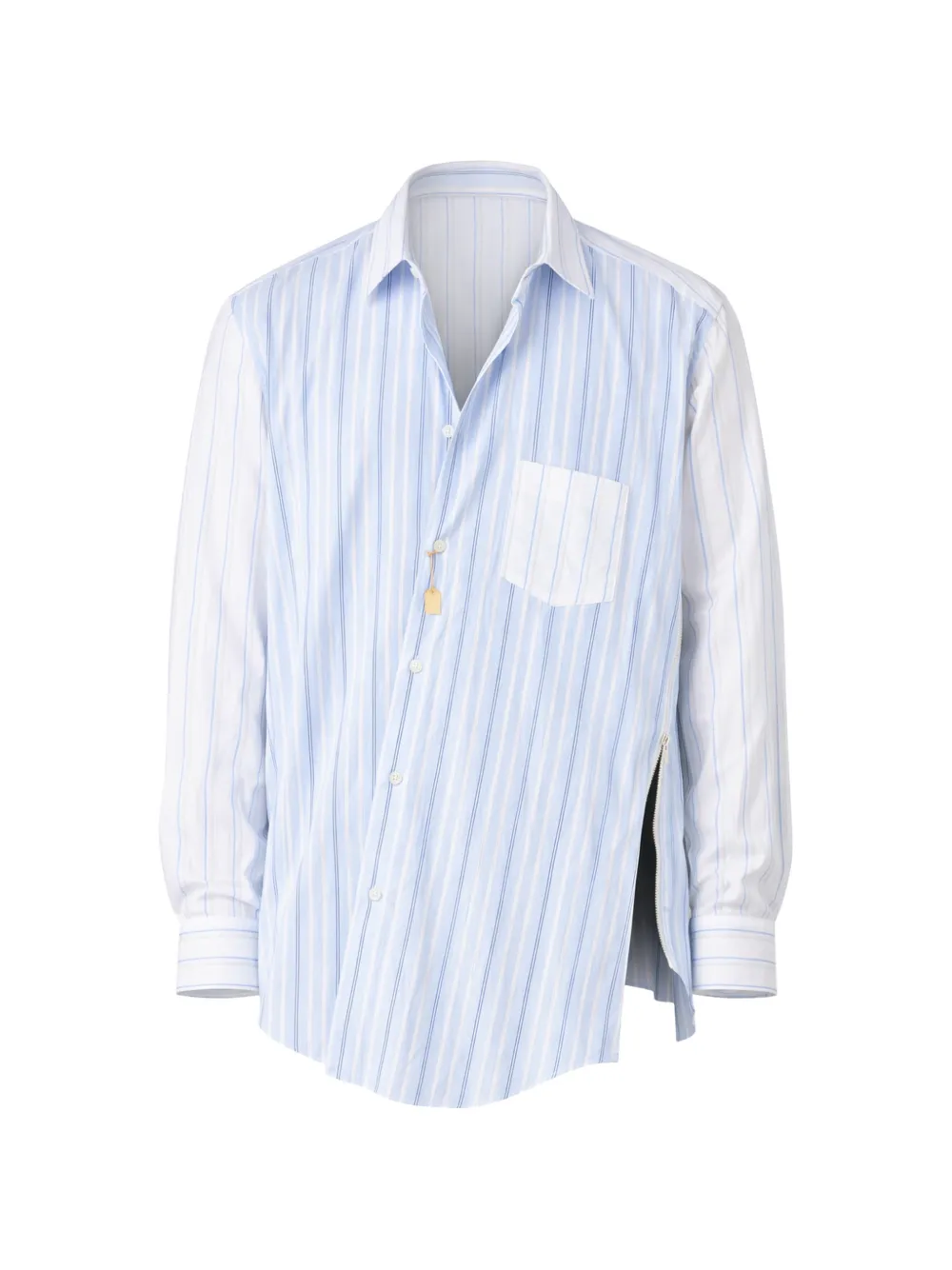 Comme Des Garçons Shirt asymmetric striped cotton shirt - Blu
