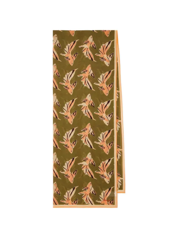 Paul Smith Women's 'le Peche Fish' Cotton Scarf in Green