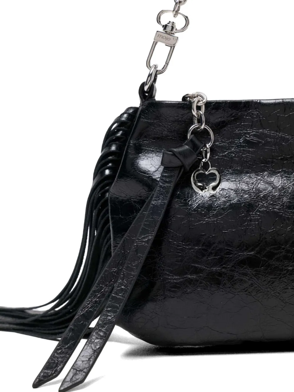  Maje M Miss Fringe-detail Clutch Bag - Black 