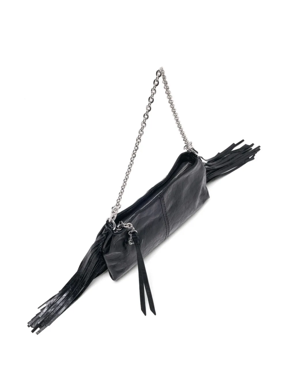  Maje M Miss Fringe-detail Clutch Bag - Black 