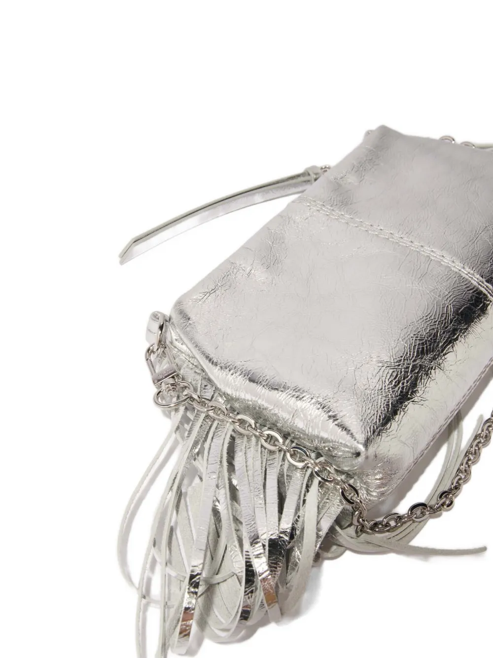 Maje Miss M clutch verfraaid met franje Zilver