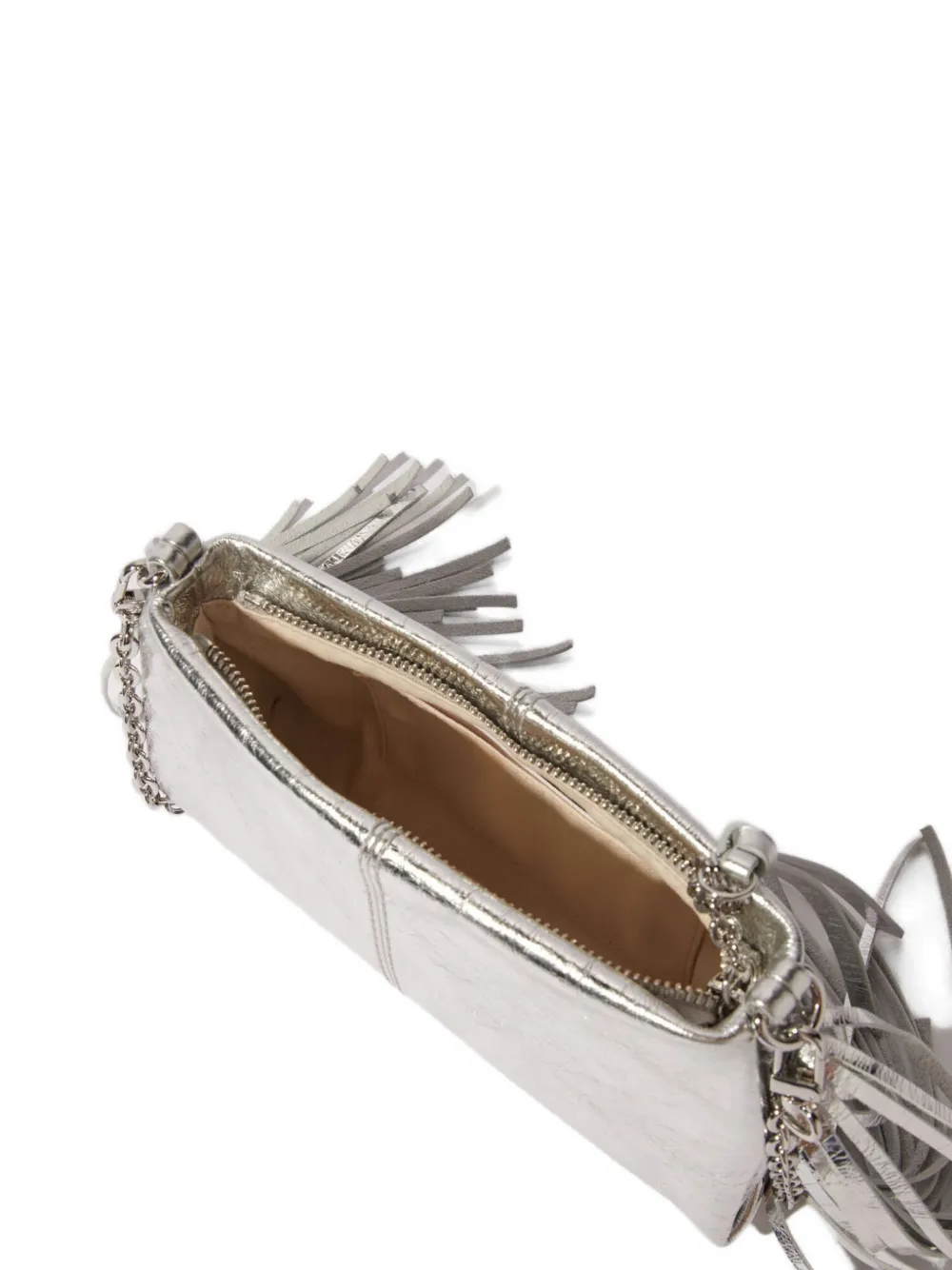 Maje Miss M clutch verfraaid met franje Zilver
