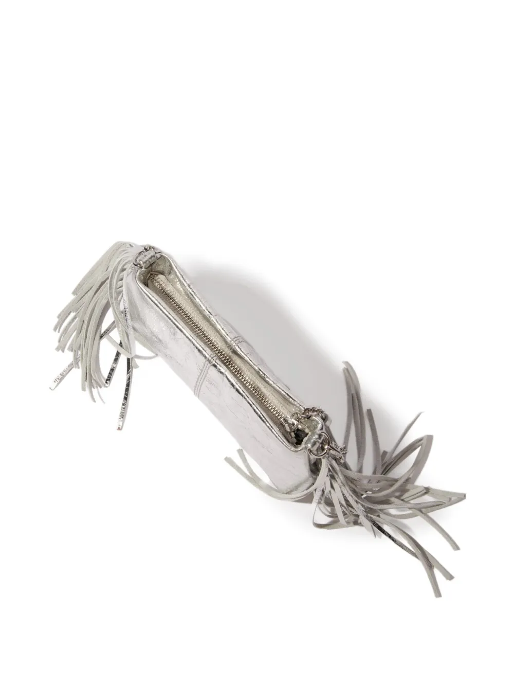  Maje Miss M Fringed-embellishment Clutch Bag - Silver 