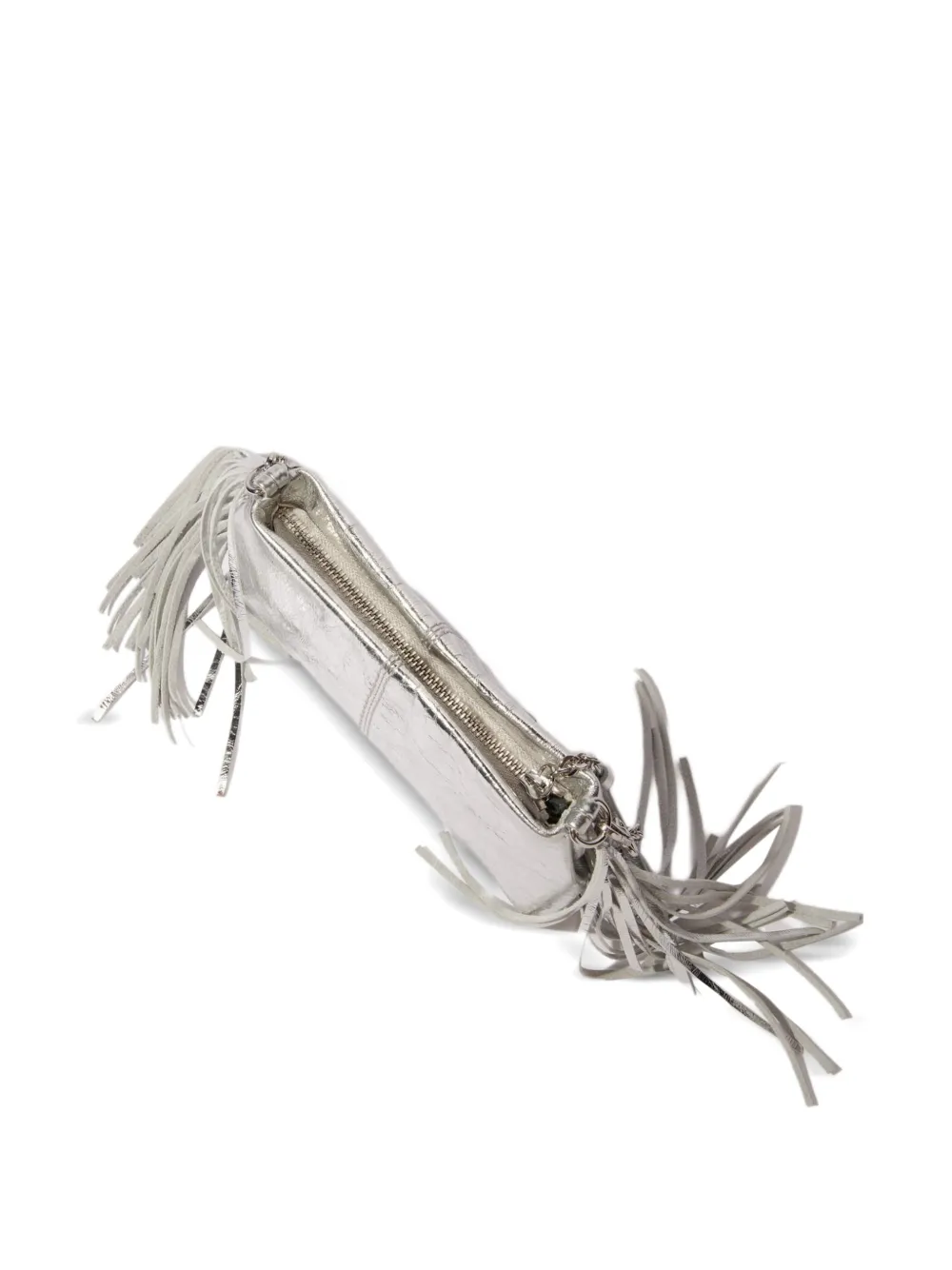 Maje Miss M clutch verfraaid met franje Zilver