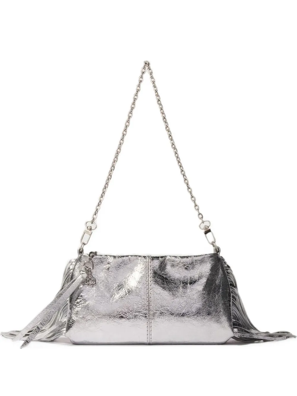 Maje Miss M fringed-embellishment clutch bag - Argento